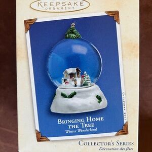KEEPSAKE the Label Snowy Scene Ornament with Green Accents